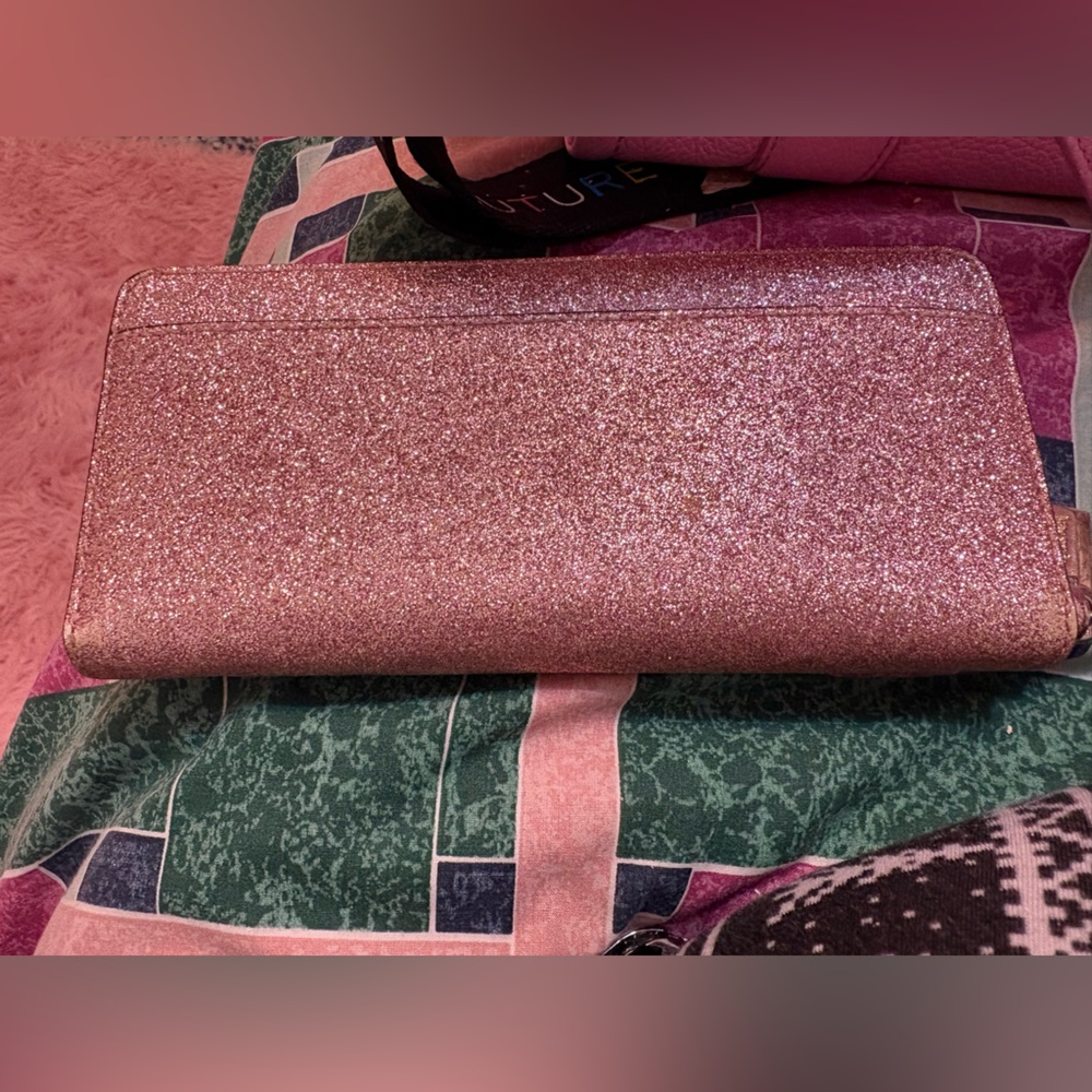 kate spade Pink Glitter Fold-Over Wallet Clutch